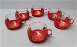 Vintage Red Plastic and Glass Cups