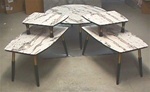Vintage Mid Century Modern, THREE Piece, Coffee and End Table Set, 1950s