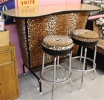 Vintage Bar and Two Stools, Recovered, 1950s/1960s