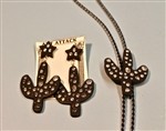 Vintage CACTUS BOLO AND EARRING SET