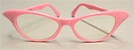 Retro, Pink Cateyes with Rhinestones and Clear Lens