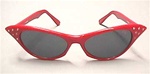 Retro, Red Cateyes Sunglasses with Rhinestones
