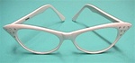 Retro, White Cateye with Rhinestones and clear lens