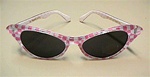 Retro, Checker Cateye Sunglasses, Pink & White